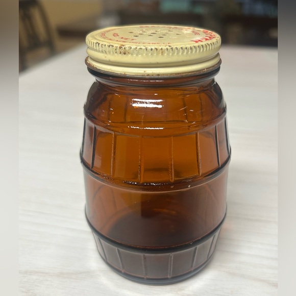 Other - Vintage Amber Glass Jar with Lid